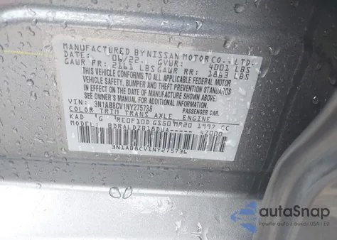 2022 Nissan Sentra Sv Xtronic Cvt from USA, damaged, VIN 3N1AB8CV1NY275736